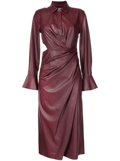 Shop Jonathan Simkhai Ruched Faux Leather Maxi Dress In Red