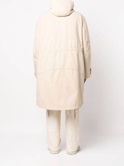 Shop Jacquemus Embroidered-logo Zip-fastening Coat In Neutrals