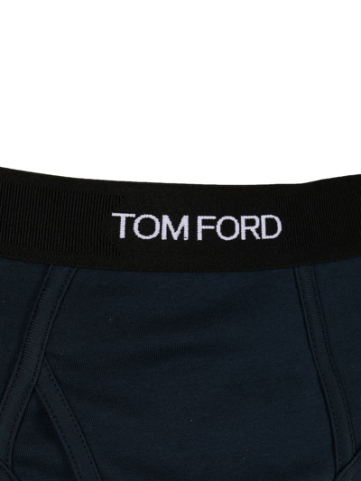 Shop Tom Ford Logo-waistband Briefs In Blue