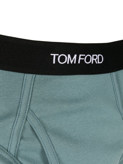 Tom Ford Logo-waistband Briefs In Green