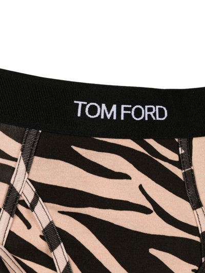Shop Tom Ford Logo-waistband Briefs In Neutrals