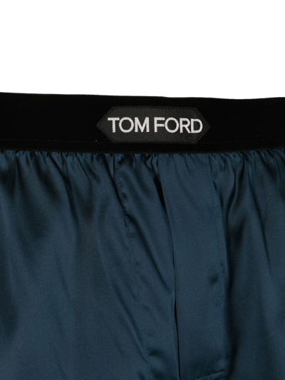 Tom Ford Silk-blend Logo-waist Boxers In Blue