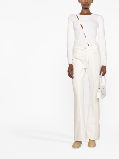 Shop Jacquemus Le Maille Pau Asymmetric Cardigan In White