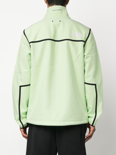 Shop The North Face Chest Logo-print Zipped Jacket In Green