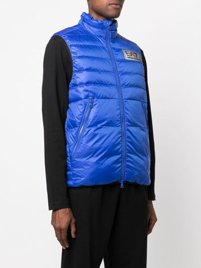 Shop Ea7 Duck-feather Padded Gilet In Blue