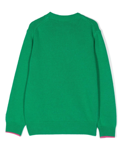 Mc2 Saint Barth Embroidered Slogan Wool Hoodie In Green