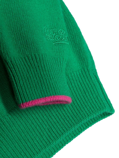 Shop Mc2 Saint Barth Embroidered Slogan Wool Hoodie In Green
