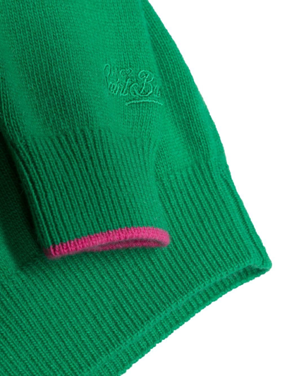 Mc2 Saint Barth Embroidered Slogan Wool Hoodie In Green