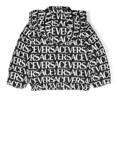 Shop Versace Logo-print Zip-up Jacket In Black