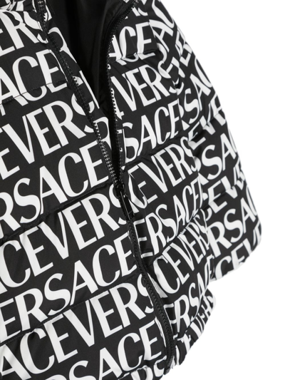 Shop Versace Logo-print Zip-up Jacket In Black