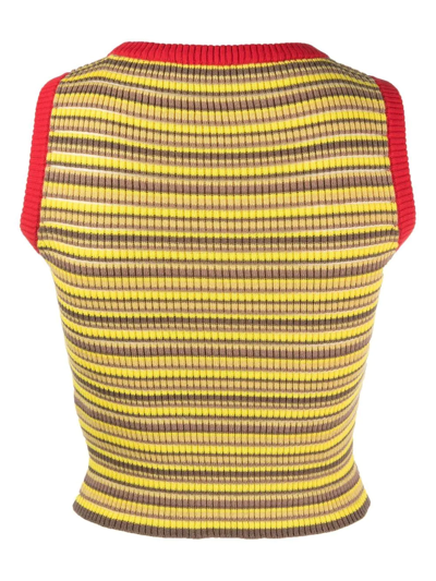 Shop Cormio Striped Knitted Top In Yellow