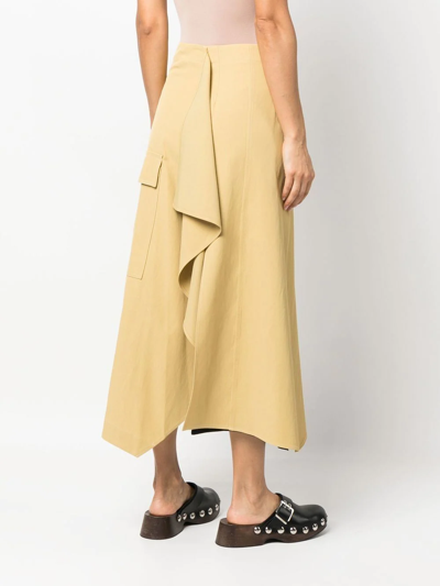 Shop Colville Asymmetric Draped Ruffle Midi-skirt In Neutrals