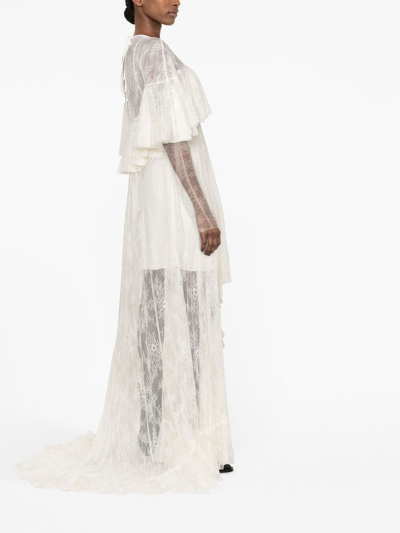 Philosophy Di Lorenzo Serafini Layered Lace Gown In White