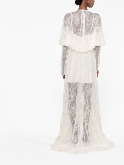 Philosophy Di Lorenzo Serafini Layered Lace Gown In White