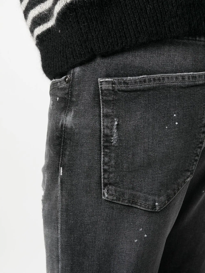 Shop Pt Torino Distressed Slim-cut Jeans In Grey