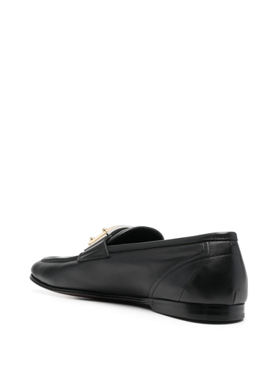 Shop Dolce & Gabbana Logo-tag Leather Loafers In Black