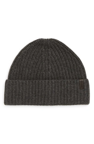 Shop Vince Knit Merino Wool & Cashmere Beanie Hat In Charcoal