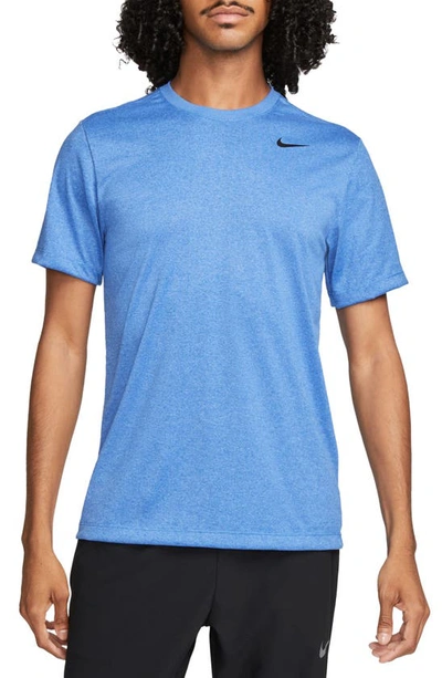 Shop Nike Dri-fit Legend T-shirt In Blue/ Htr/ Black