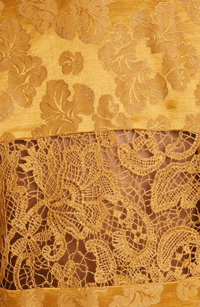 Shop Alemais Emilia Floral Lace Puff Sleeve Linen & Silk Blouse In Sandstone