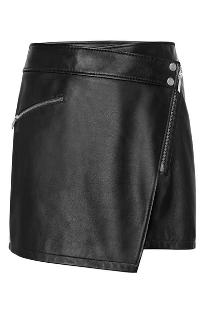 Shop Anine Bing Sarah Zip Front Leather Miniskirt In Black