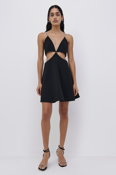 Shop Jonathan Simkhai Ellis Diamante Cutout Mini Dress In Black