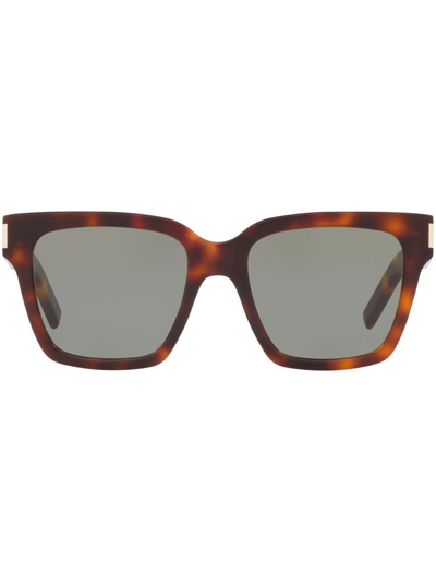 Shop Saint Laurent Square-frame Sunglasses In Braun