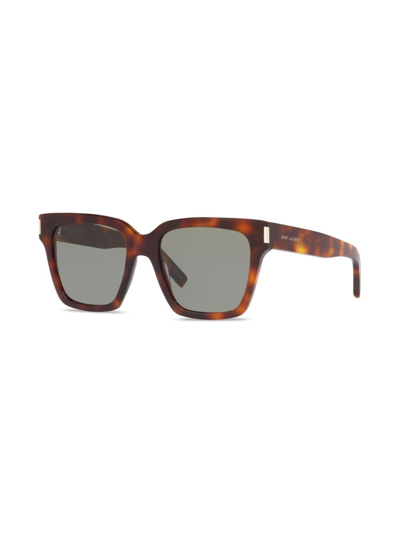 Shop Saint Laurent Square-frame Sunglasses In Braun