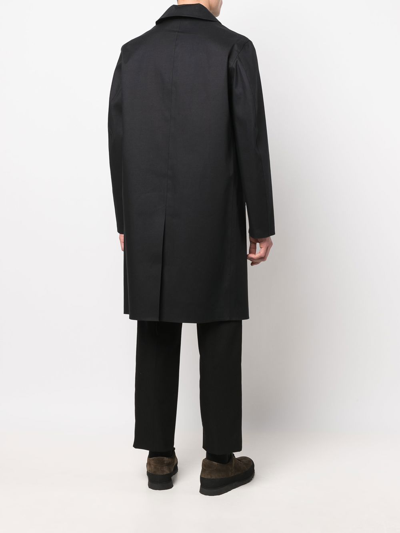 Shop Mackintosh Tartan Oxford Bonded Cotton 3/4 Coat In Black