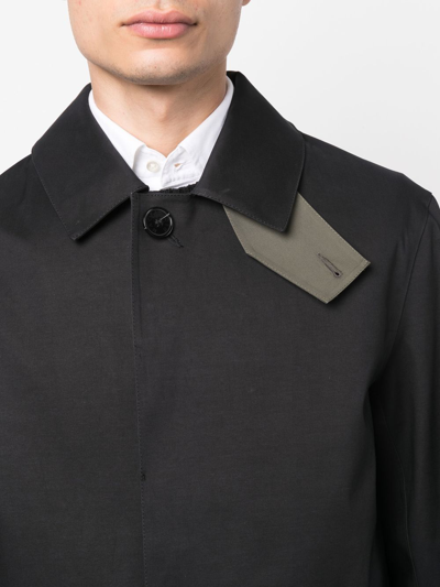 Shop Mackintosh Tartan Oxford Bonded Cotton 3/4 Coat In Black