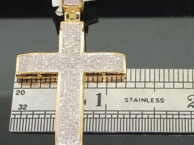 Pre-owned Jfl Diamonds & Timepieces Herren .925 Sterlingsilber 2.5 Diamant Jesus Teile Anhänger Kreuz .95 Karat