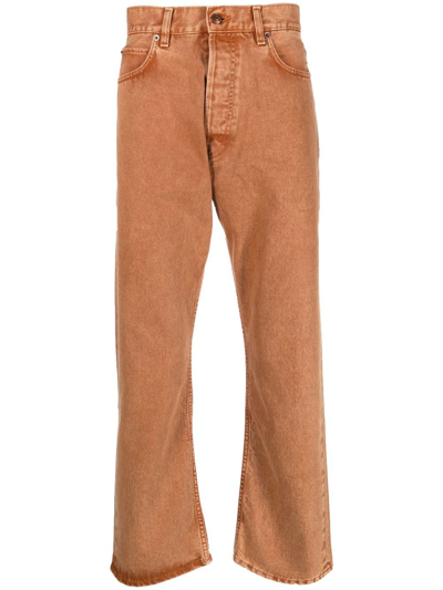 Shop Haikure Mid-rise Straight-leg Trousers In Orange