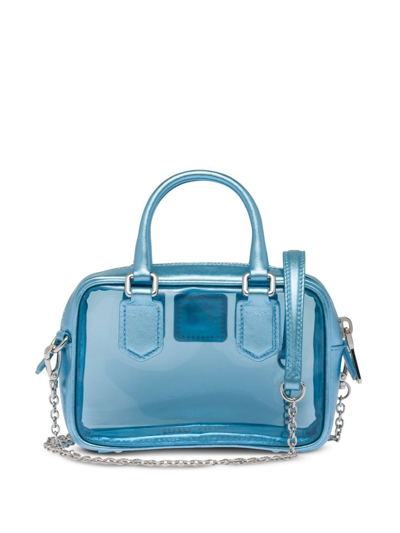 Miu Miu Metallic-effect Transparent Mini Bag In Blau