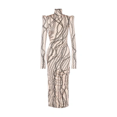 Shop Philosophy Di Lorenzo Serafini Stretch Dress With Chain Print In Bianco