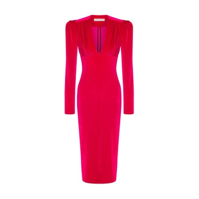 Shop Philosophy Di Lorenzo Serafini Stretch Velvet Dress In Rosso