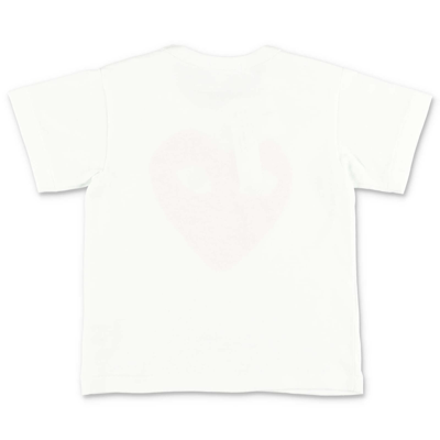 Shop Comme Des Garçons Play T-shirt Bianca In Jersey Di Cotone In Bianco