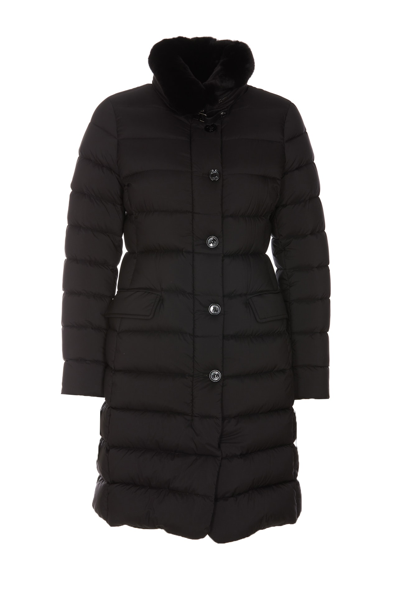 Moorer Vetiver Long Down Jacket In Black