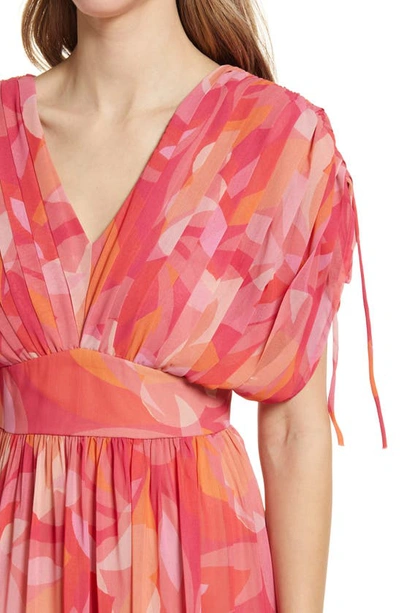 Shop Btfl-life Floral Print Empire Waist Maxi Dress In Pink Multi
