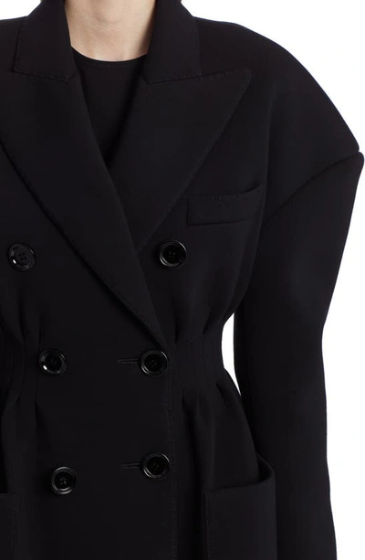 Shop Dolce & Gabbana Padded Shoulder Double Breasted Coat In Nero