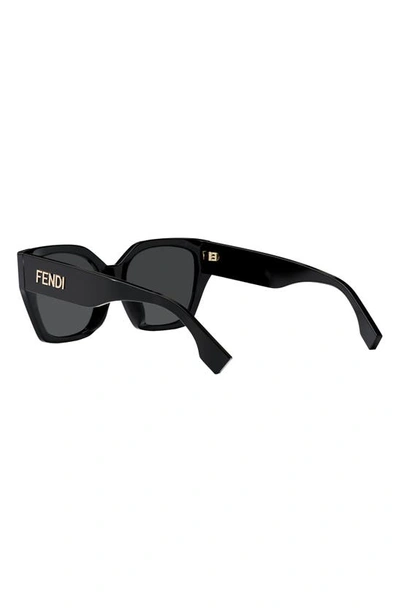 Shop Fendi The  Bold 54mm Geometric Sunglasses In Shiny Black / Smoke Polarized