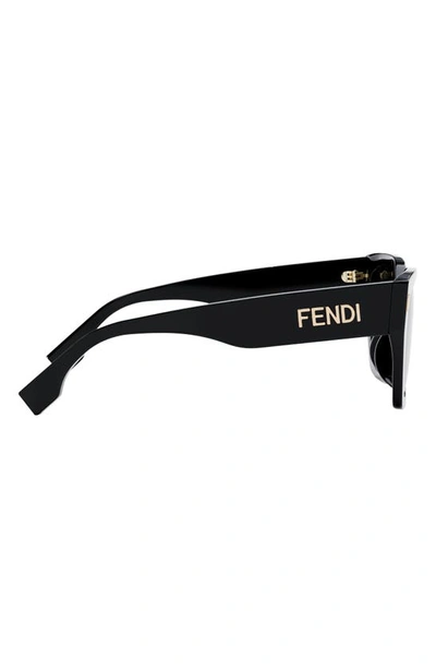 Shop Fendi The  Bold 54mm Geometric Sunglasses In Shiny Black / Smoke Polarized