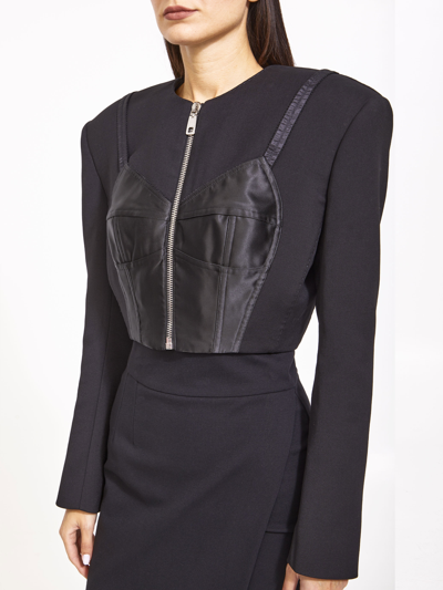 Shop Dolce & Gabbana Cropped Bustier Jacket In Black