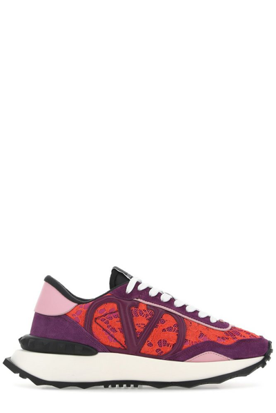 Shop Valentino Logo Patch Laced Sneakers In Multi