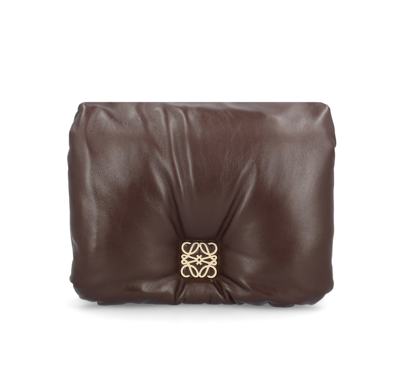 Shop Loewe Goya Puffer Chained Shoulder Bag In Brown