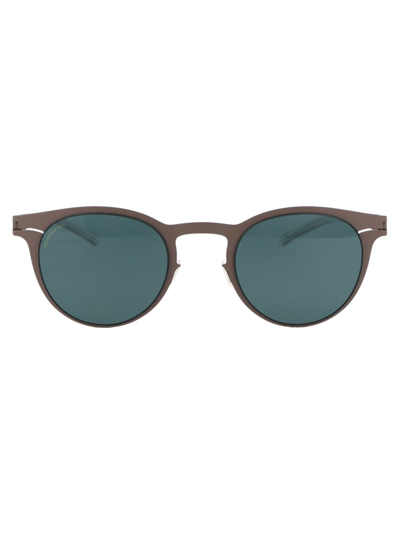 Shop Mykita Riley Round Frame Sunglasses In Grey