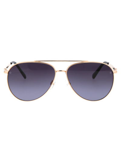 Shop Chiara Ferragni Pilot Frame Sunglasses In Gold