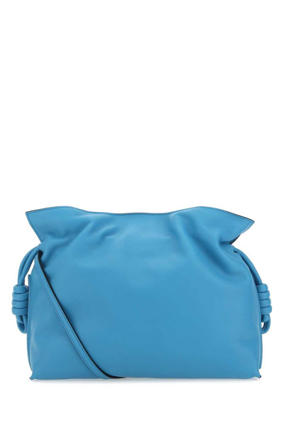 Shop Loewe Flamenco Logo Detailed Drawstring Clutch Bag In Blue