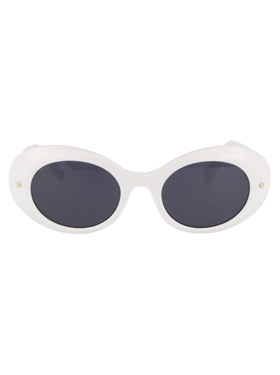 Shop Chiara Ferragni Oval Frame Sunglasses In White