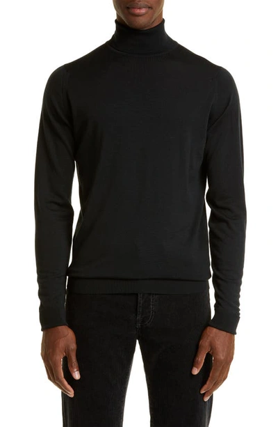 Shop John Smedley Richard Turtleneck Merino Wool Sweater In Black
