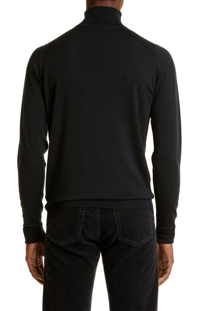 Shop John Smedley Richard Turtleneck Merino Wool Sweater In Black