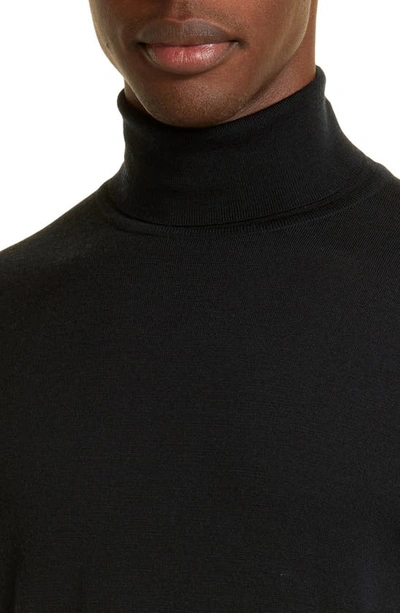 Shop John Smedley Richard Turtleneck Merino Wool Sweater In Black